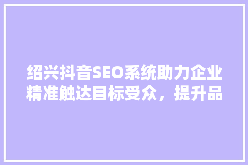绍兴抖音SEO系统助力企业精准触达目标受众，提升品牌影响力