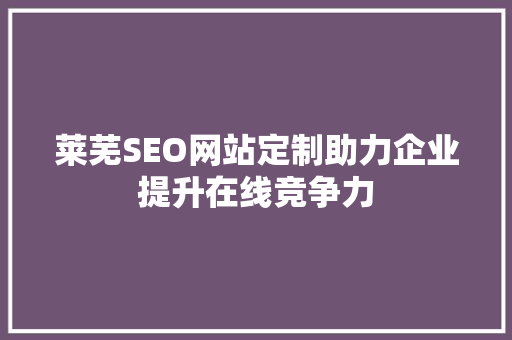 莱芜SEO网站定制助力企业提升在线竞争力