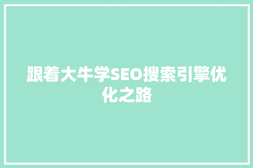 跟着大牛学SEO搜索引擎优化之路