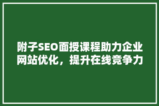 附子SEO面授课程助力企业网站优化，提升在线竞争力