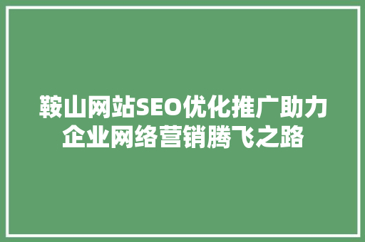 鞍山网站SEO优化推广助力企业网络营销腾飞之路