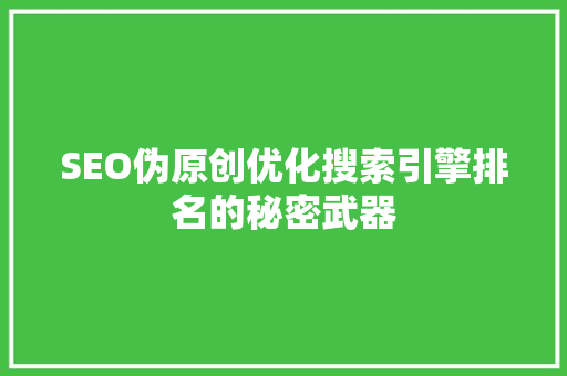 SEO伪原创优化搜索引擎排名的秘密武器