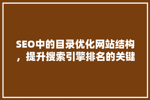SEO中的目录优化网站结构，提升搜索引擎排名的关键因素