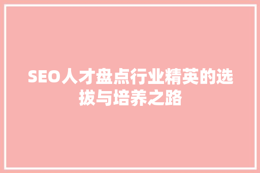 SEO人才盘点行业精英的选拔与培养之路