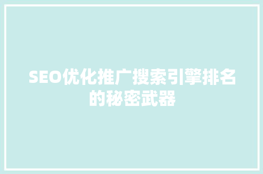 SEO优化推广搜索引擎排名的秘密武器