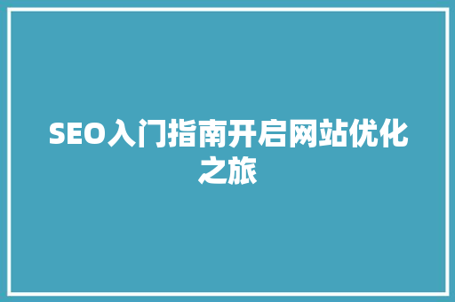SEO入门指南开启网站优化之旅