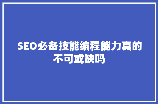 SEO必备技能编程能力真的不可或缺吗