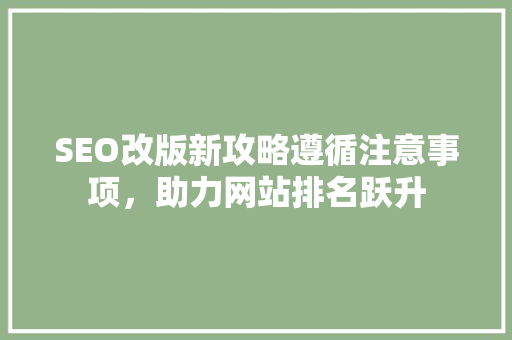 SEO改版新攻略遵循注意事项，助力网站排名跃升