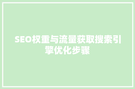 SEO权重与流量获取搜索引擎优化步骤