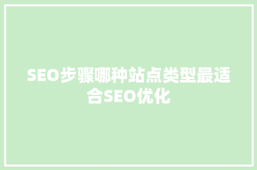 SEO步骤哪种站点类型最适合SEO优化