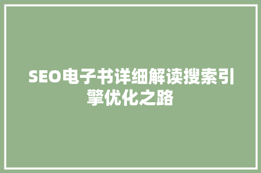 SEO电子书详细解读搜索引擎优化之路