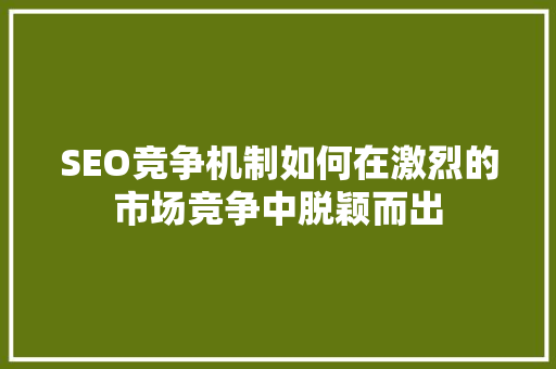 SEO竞争机制如何在激烈的市场竞争中脱颖而出