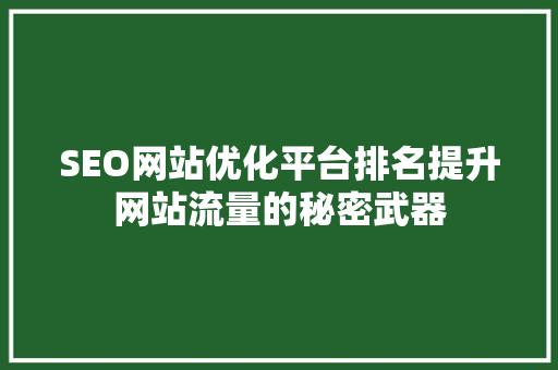 SEO网站优化平台排名提升网站流量的秘密武器