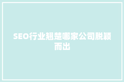 SEO行业翘楚哪家公司脱颖而出