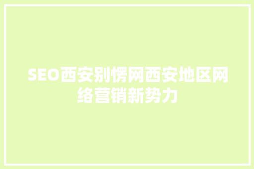 SEO西安别愣网西安地区网络营销新势力