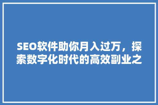 SEO软件助你月入过万，探索数字化时代的高效副业之路