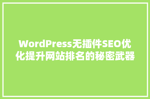 WordPress无插件SEO优化提升网站排名的秘密武器