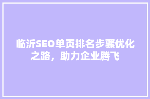 临沂SEO单页排名步骤优化之路，助力企业腾飞