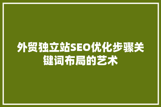 外贸独立站SEO优化步骤关键词布局的艺术