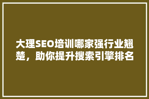 大理SEO培训哪家强行业翘楚，助你提升搜索引擎排名