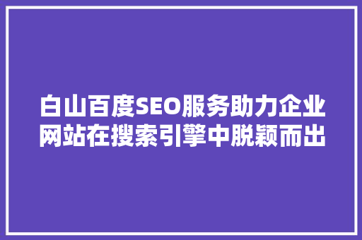 白山百度SEO服务助力企业网站在搜索引擎中脱颖而出