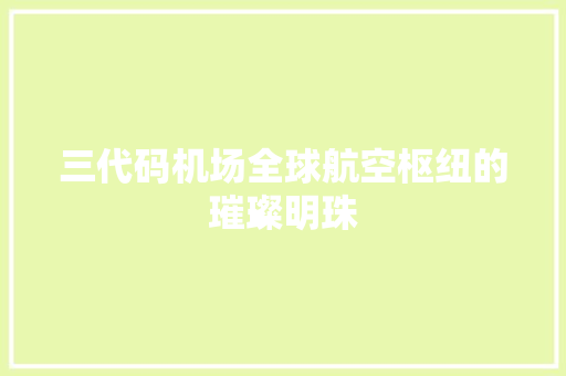 三代码机场全球航空枢纽的璀璨明珠