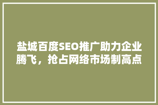 盐城百度SEO推广助力企业腾飞，抢占网络市场制高点