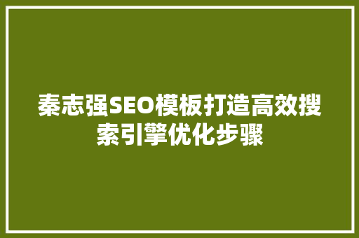 秦志强SEO模板打造高效搜索引擎优化步骤