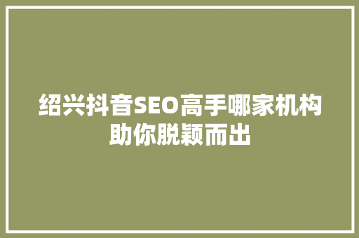 绍兴抖音SEO高手哪家机构助你脱颖而出