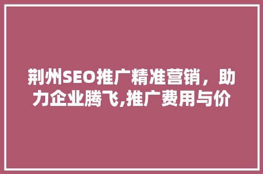 荆州SEO推广精准营销，助力企业腾飞,推广费用与价值