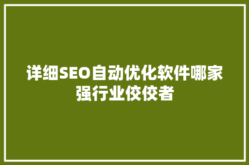 详细SEO自动优化软件哪家强行业佼佼者