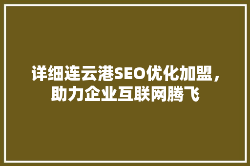 详细连云港SEO优化加盟，助力企业互联网腾飞