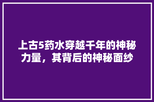 上古5药水穿越千年的神秘力量，其背后的神秘面纱