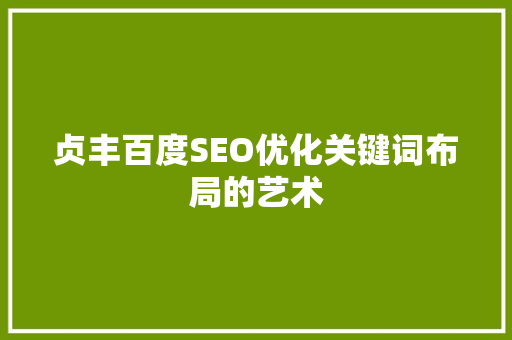 贞丰百度SEO优化关键词布局的艺术