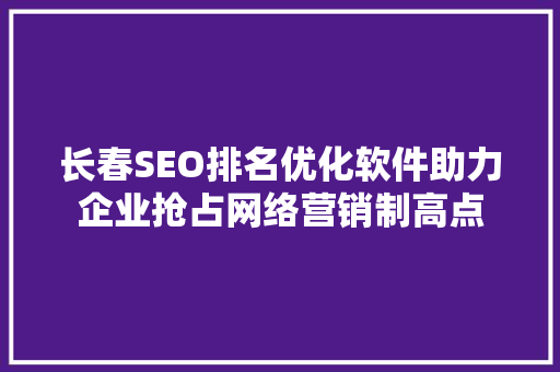 长春SEO排名优化软件助力企业抢占网络营销制高点