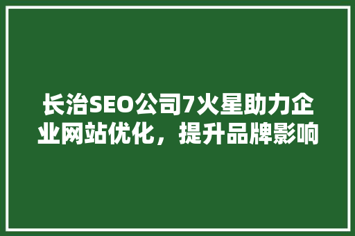 长治SEO公司7火星助力企业网站优化，提升品牌影响力