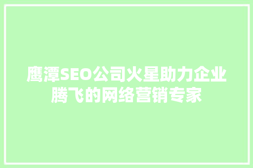 鹰潭SEO公司火星助力企业腾飞的网络营销专家