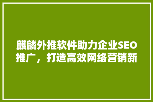 麒麟外推软件助力企业SEO推广，打造高效网络营销新格局