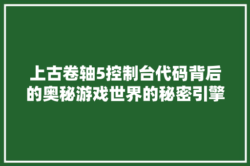 上古卷轴5控制台代码背后的奥秘游戏世界的秘密引擎