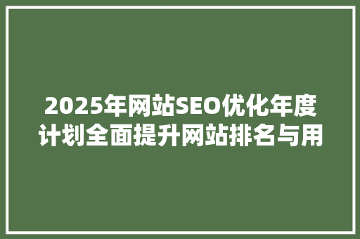2025年网站SEO优化年度计划全面提升网站排名与用户体验