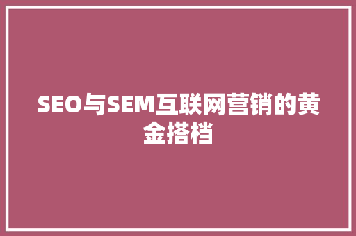 SEO与SEM互联网营销的黄金搭档