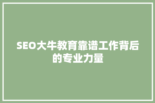 SEO大牛教育靠谱工作背后的专业力量