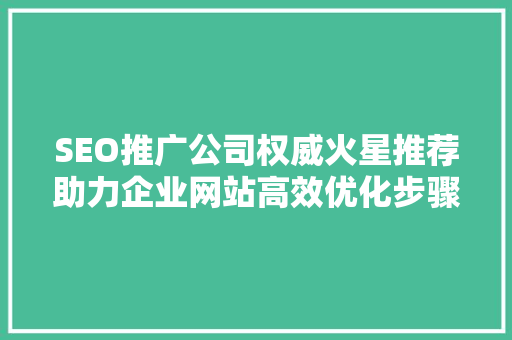 SEO推广公司权威火星推荐助力企业网站高效优化步骤  第1张