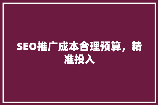 SEO推广成本合理预算，精准投入