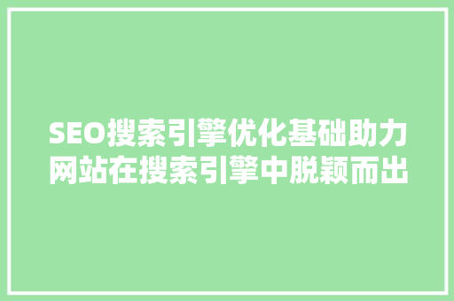 SEO搜索引擎优化基础助力网站在搜索引擎中脱颖而出