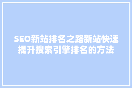 SEO新站排名之路新站快速提升搜索引擎排名的方法