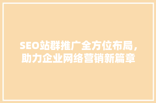 SEO站群推广全方位布局，助力企业网络营销新篇章