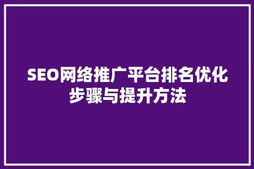 SEO网络推广平台排名优化步骤与提升方法