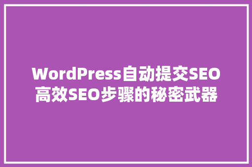 WordPress自动提交SEO高效SEO步骤的秘密武器
