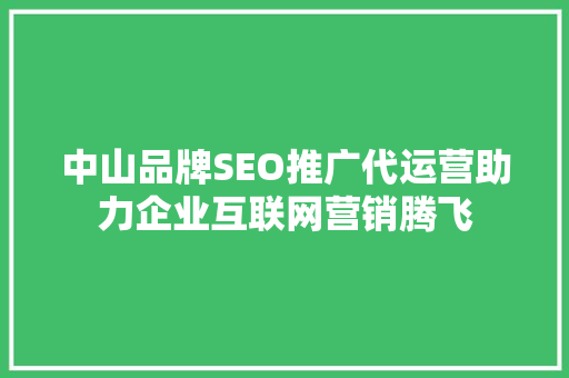 中山品牌SEO推广代运营助力企业互联网营销腾飞  第1张